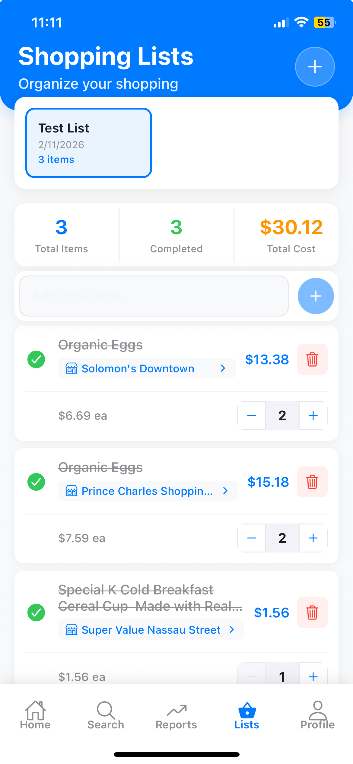 Smart Shopping Lists