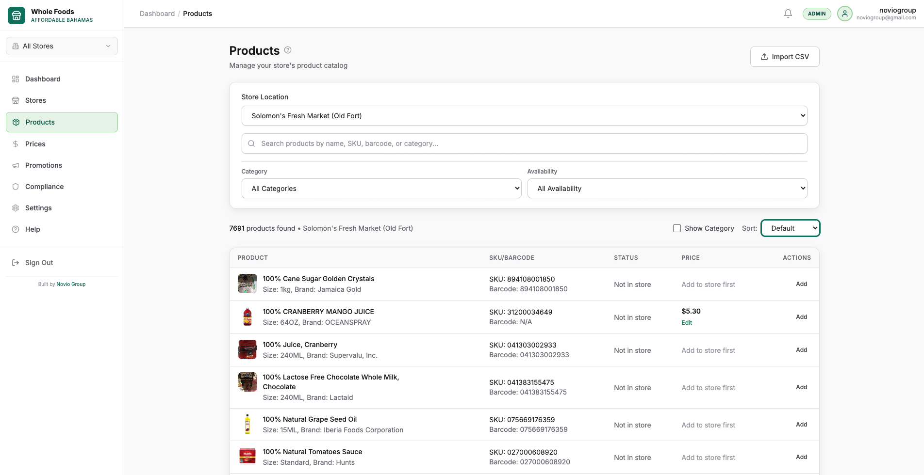 Price Management Dashboard